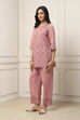 Dusky Pink Cotton Schiffli Straight Suit Set image number 3