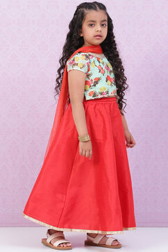 Orange & Turquoise Art Silk Lehenga Set image number 6
