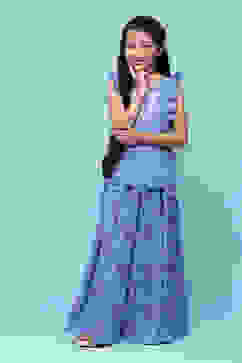 Purple Cotton Straight Printed Kurta Skirt Suit Set image number 6