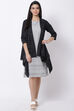 Grey Kurta And Lapel Cascade Yarndyed Shrug image number 0