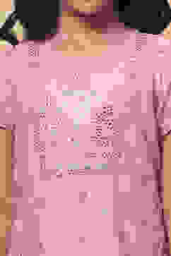 Pink Metallic Print Layered Flared Suit Set image number 1