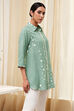 Blue Printed High-Low Short Kurta image number 4