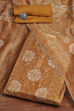 Beige Chanderi Printed Unstitched Suit Set image number 0