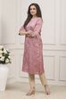 Dusty Pink Printed Straight Kurta image number 2