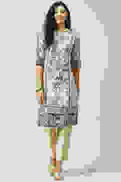 Beige LIVA Straight Printed Kurta image number 0