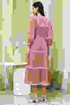 Light Pink Embroidered Tiered Dress image number 3