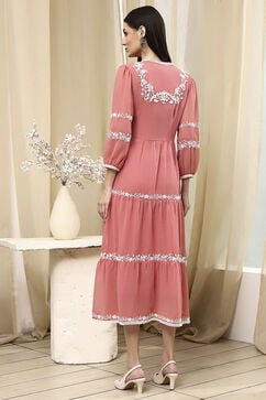 Light Pink Polyester Tiered Dress image number 3