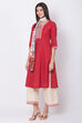 Red Cotton Straight Suit Set image number 2