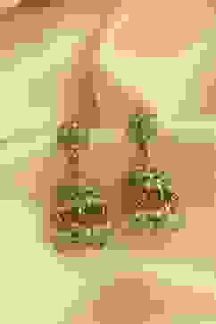 Mint Green Alloy Jhumka image number 0