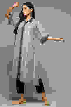 Beige & Black Cotton Blend Straight Printed Kurta image number 6