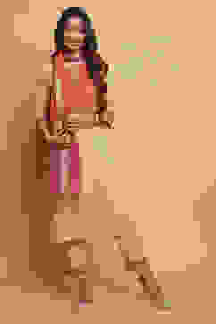 Beige Rayon Straight Kurta Regular Pant Suit Set image number 4