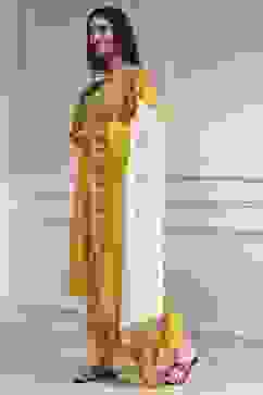 Yellow Cotton Printed A-Line Suit Set image number 3