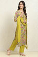 Green Cotton Floral Unstitched Suit Set image number 6