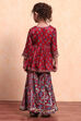 Cherry Red Viscose Blend Flared Suit Set image number 4