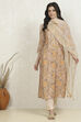 White Blue Cotton Digital Print Unstitched Suit Set image number 1