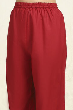 Green-Maroon Cotton Unstitched Suit Set image number 3
