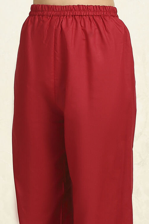 Green-Maroon Cotton Unstitched Suit Set image number 3