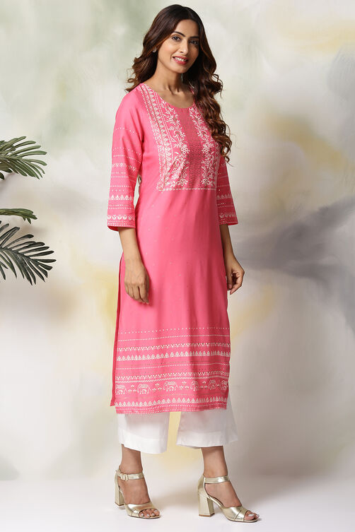 Green Rayon Straight Kurta Pants Set image number 3