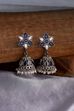 Navy White Brass Jhumkas image number 0
