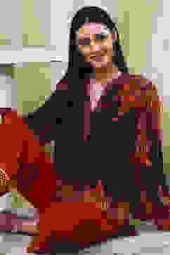 Blue Printed High-Low Top image number 0