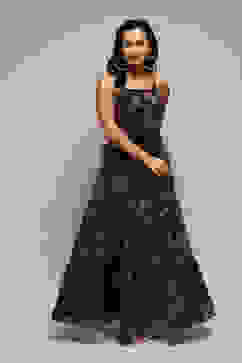 Black Polyester Tiered Dress image number 0