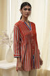 Orange Modal Printed Shirt-Style Short Kurta image number 1