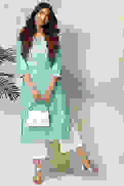 Pink Rayon Straight Kurta Pants Set image number 3