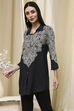 Black Printed Shirt-Style Straight Short Kurta image number 2