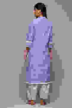 Lilac Cotton Straight Embroidered Kurta image number 4