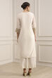 Off White Polyester Straight Dyed Suit Set image number 4