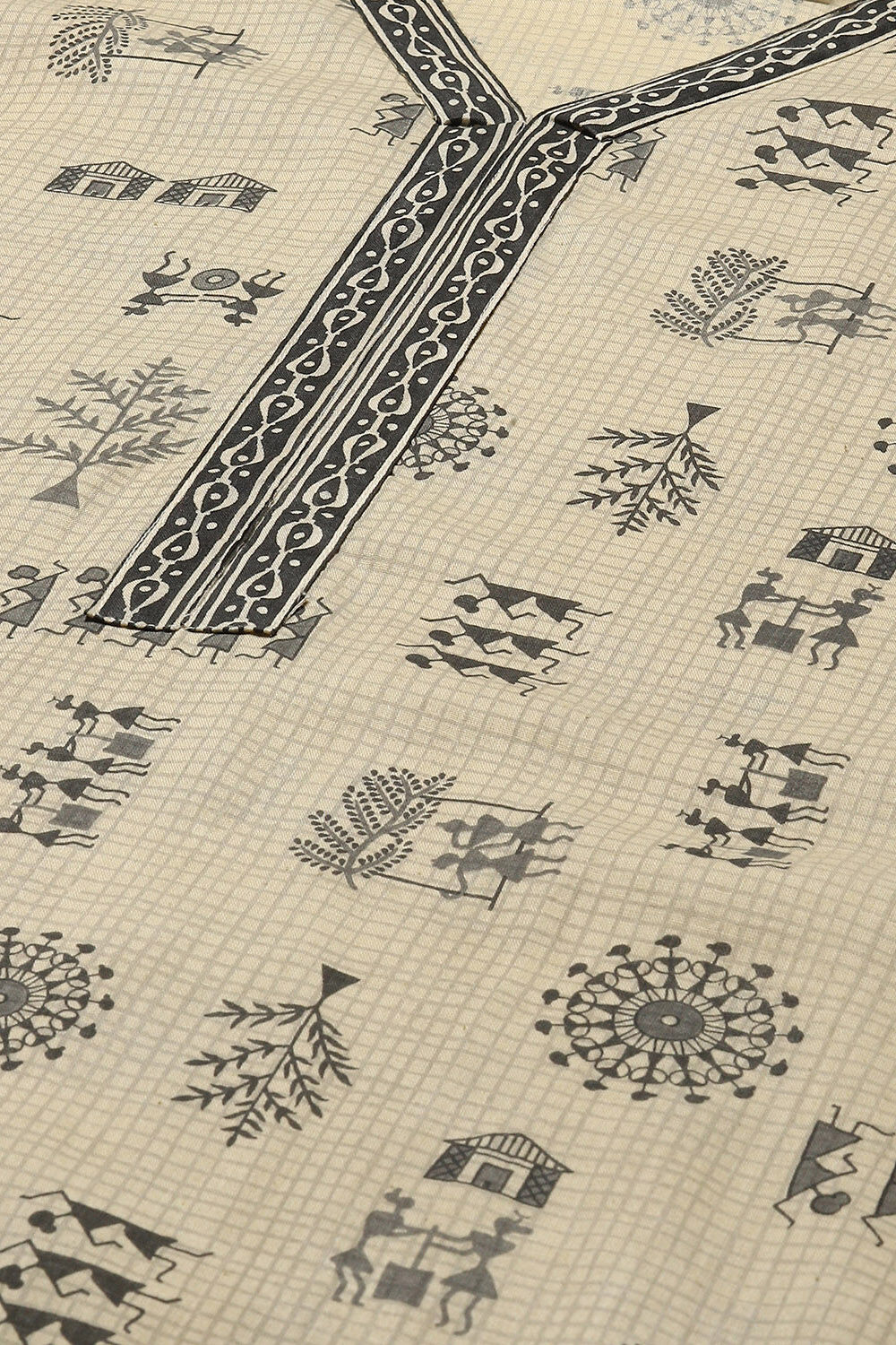 Grey Cotton African Screen Printed Unstitched Suit Set image number 2