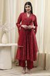 Navy Blue Printed Angrakha Style Anarkali Suit Set image number 6