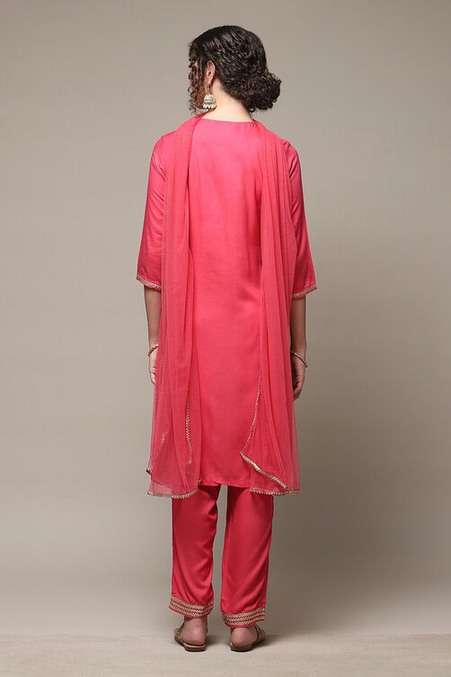 Lime Green Rayon Straight Kurta Regular Pant Suit Set image number 4