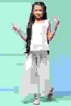 White Tencel Dobby Flared Pants image number 0