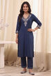 Blue Polyester Solid Kurta image number 7