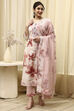 Pink Cotton Printed Floral Unstitched Suit Set image number 7