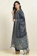 Grey Chanderi Blend Printed Unstitched Suit Set image number 4