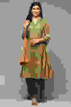 Green Modal A-Line Kurta Palazzo Suit Set image number 7