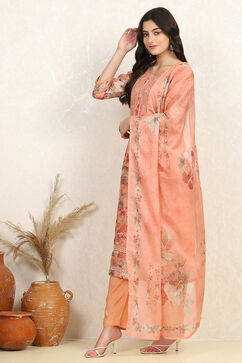 Peach Muslin Unstitched Suit Set image number 4