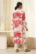 Red and Off-White Floral Printed Straight Kurta image number 3