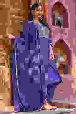 Pink & Purple Poly Cotton Straight Embroidery Kurta Slim Pants Suit Set image number 0