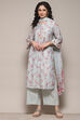 Grey Cambric Straight Kurta Palazzo Suit Set image number 7