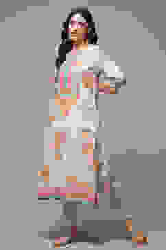 Sky Blue Printed Straight Kurta image number 0