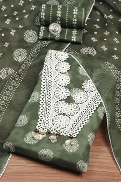 Green Cotton Unstitched Suit Set image number 0