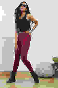 Maroon Cotton Blend Fitted Anklet image number 0