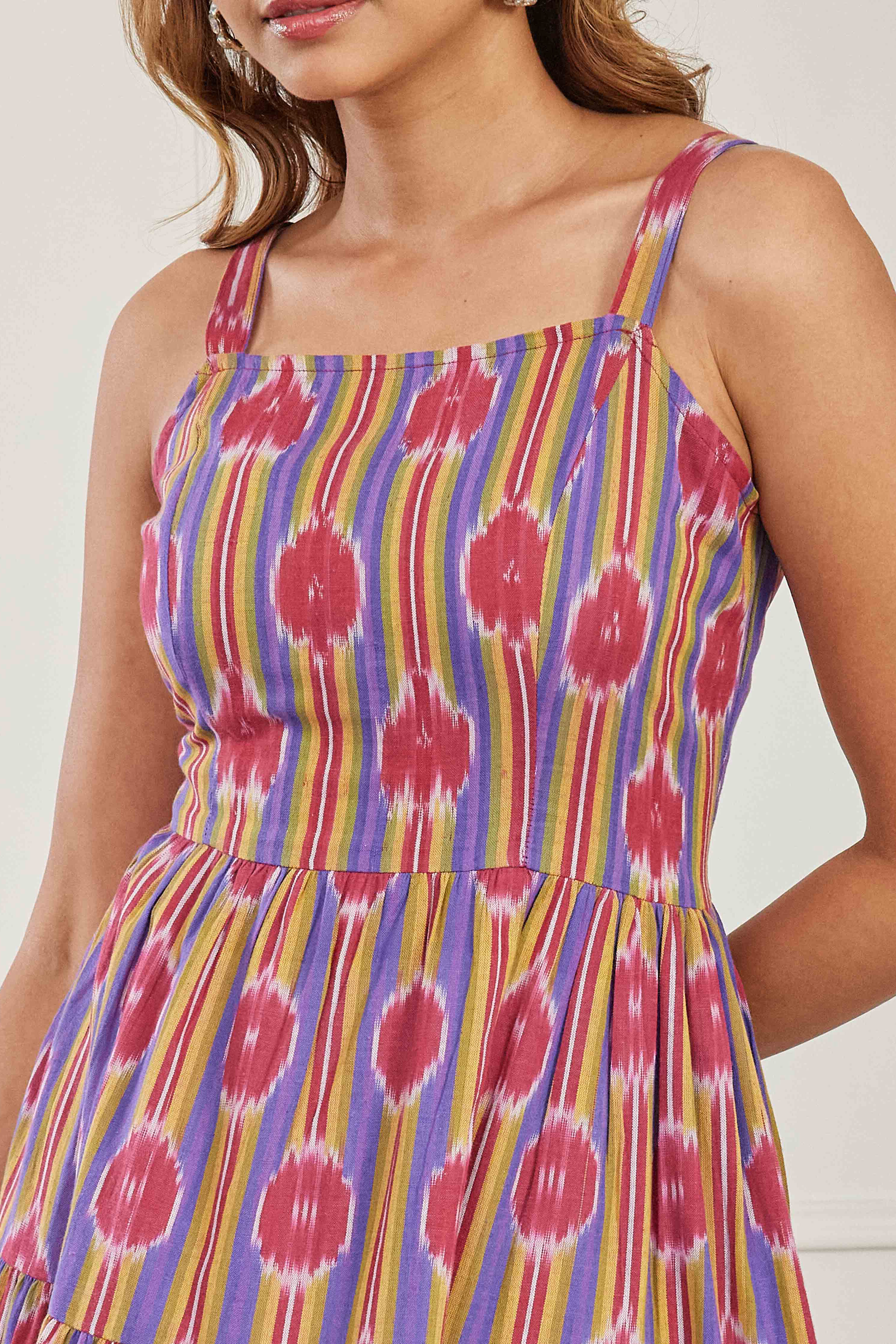 Blue Cotton A Line Dress image number 1