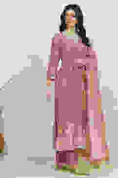 Mauve Chanderi  Unstitched Suit Set image number 6