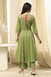 Blue Cotton Foil Printed Anarkali Suit Set image number 4