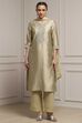 Light Green Viscose Blend Straight Dyed Suit Set image number 6