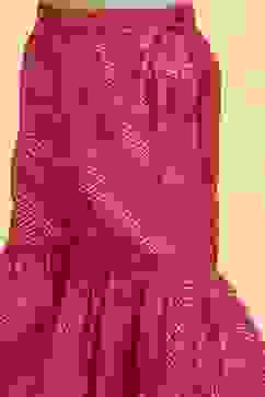 Pink Polyester Blend Printed Gathered Suit Set image number 2